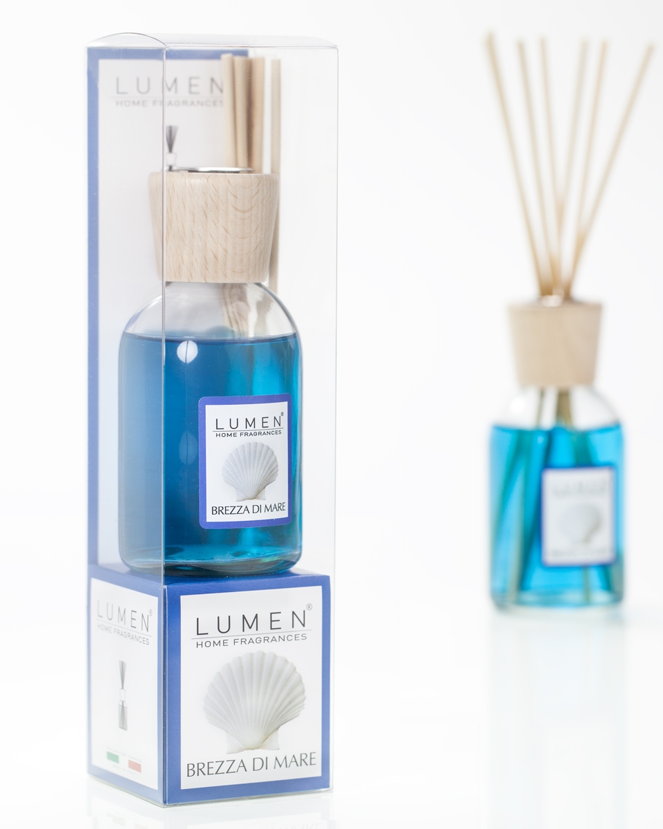 Diffusore bastoncini 100 ml profuma ambienti fragranza BREZZA MARINA in vasetto di vetro - LUMEN