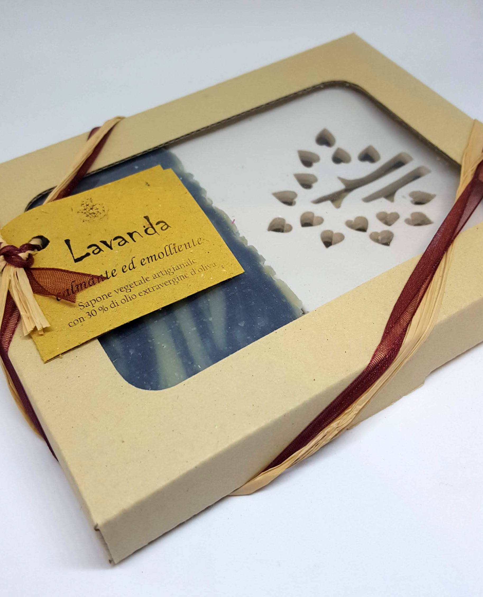 Sapone artigianale vegetale con portasapone in ceramica - Lunaroma