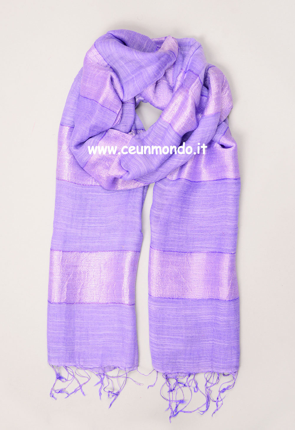 Sciarpa 50% seta 50% cotone Tinta Unita righe Bouganville