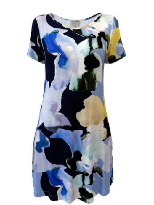 Abito donna in jersey MILOS fantasia blu - Progetto Quid