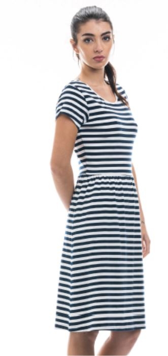 Abito in cotone jersey a righe Camelia - Bianco nero - On Earth