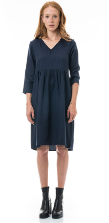 Abito Libra in tencel scollo a V Blu indigo