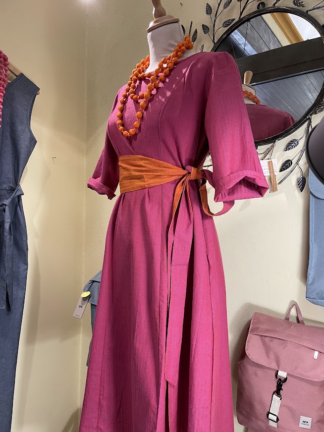Abito magenta in cotone operato Flo - Trame
