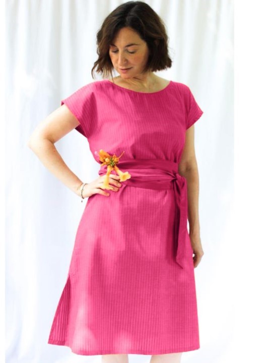 Abito magenta in cotone operato India - Trame