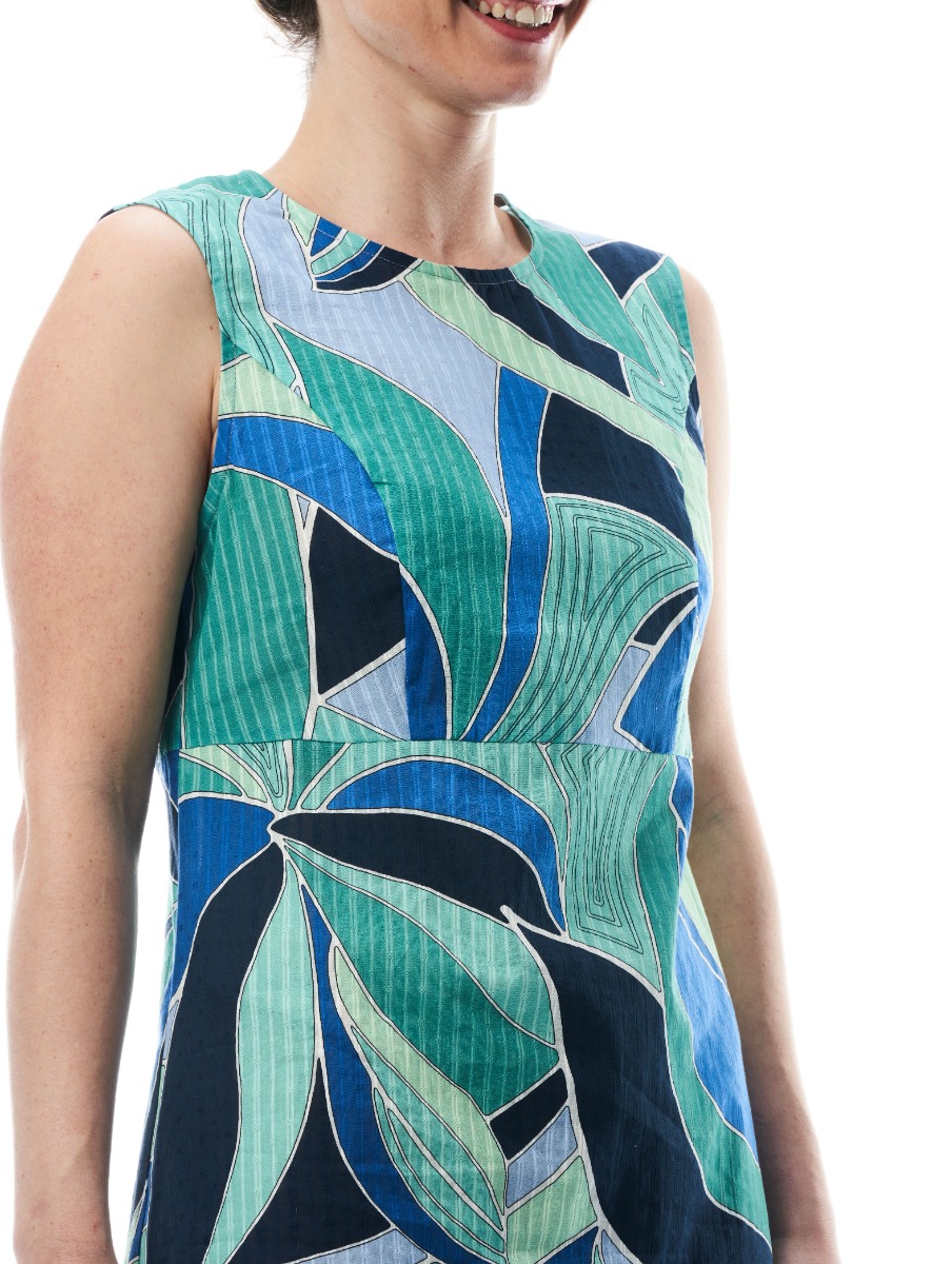 Abito con stampa geometrica in cotone Colli blu azzurro