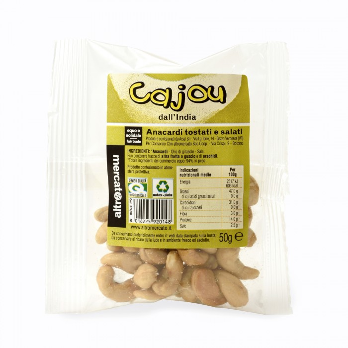 Anacardi tostati e salati Cajou 50gr Altromercato