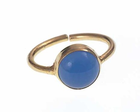 Anello regolabile dorato con Agata blu - On Earth