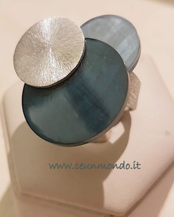 Anello in resina e alluninio satinato 3 cerchi Blujeans - Culture Mix
