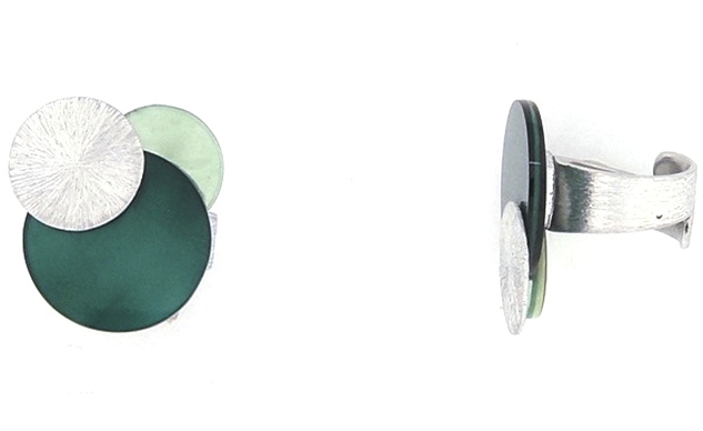 Anello in resina e alluninio satinato 3 cerchi Verde - Culture Mix