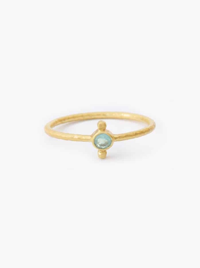 Anello acquamarina punto luce placcato oro, Ross Mandum