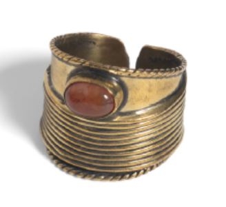Anello avvolgente dorato Michelangelo con Agata arancione - On Earth