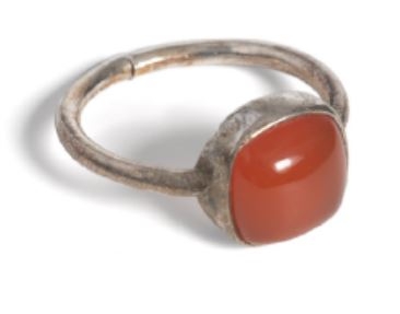 Anello regolabile argento con Corniola arancio rosso - On Earth