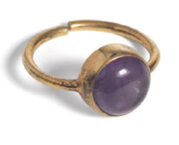 Anello regolabile dorato con Corniola Ametista viola - On Earth