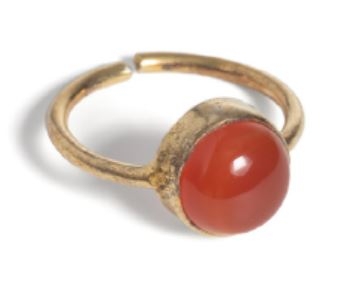 Anello regolabile dorato con Corniola Arancio rosso - On Earth
