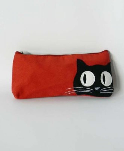 Astuccio GATTO in tessuto Rosso-nero 20x9cm