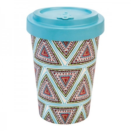 Eco Tazza in fibra di bamboo con coperchio AZTEC BLUE