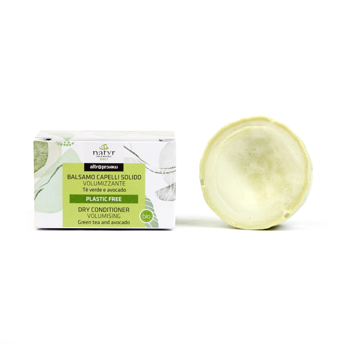 Balsamo solido volumizzante con Tè verde e Avocado Bio