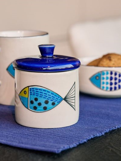 Barattolino in ceramica PESCI KAA equo solidale On Eearth