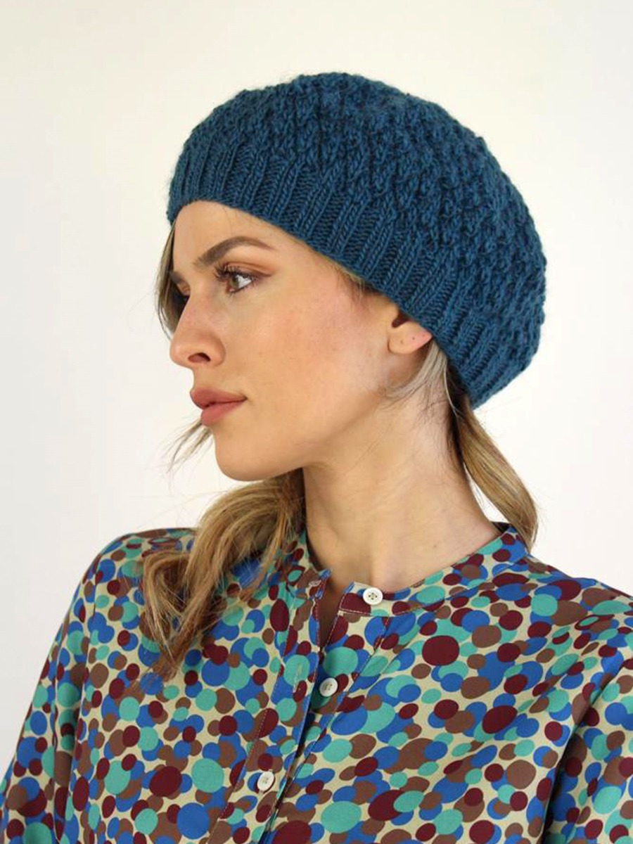 Basco lana donna, fatto a mano Blu Diamond