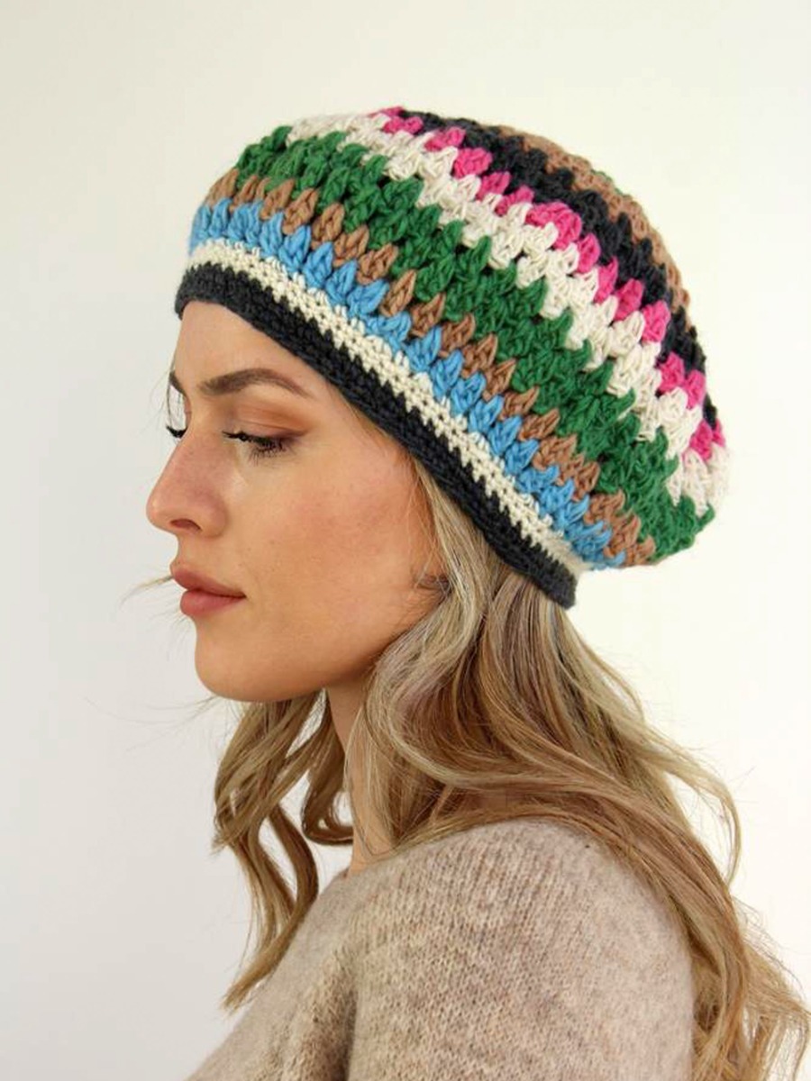 Basco lana donna, fatto a uncinetto Crochet multicolore