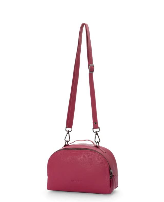 Borsa bauletto in pelle rosa susina