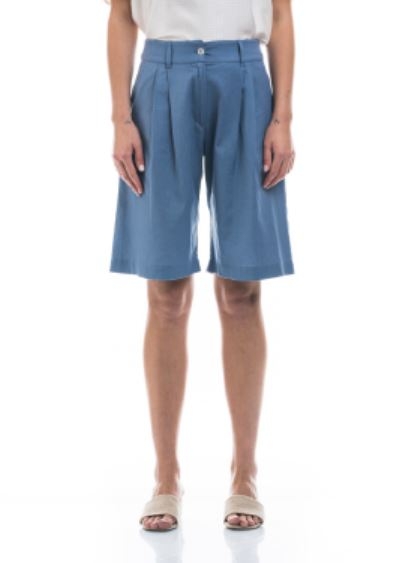 Bermuda in cotone e lino Viola Denim chiaro On Earth - Altromercato