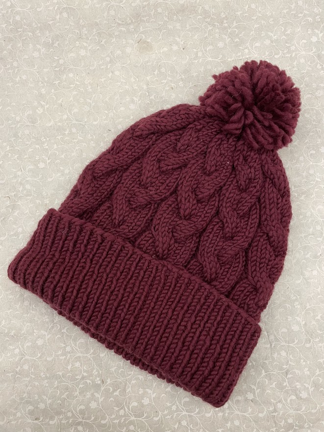 Berretto Bobble Bordeaux in lana merinos