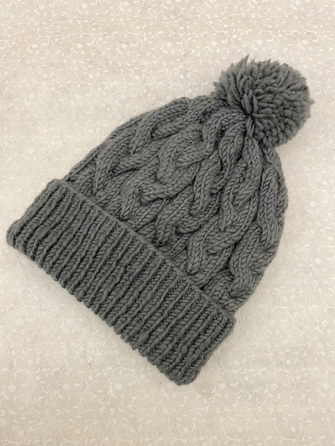 Berretto Bobble Grigio scuro in lana merinos