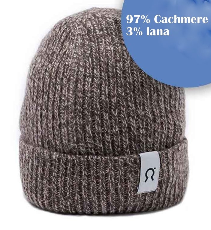 Berretto in cashmere rigenerato Marcello colore Marrone mouiinè - Rifò