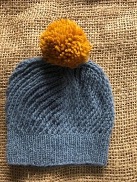 Berretto in Lana di alpaca con pon pon Sumag grigio giallo