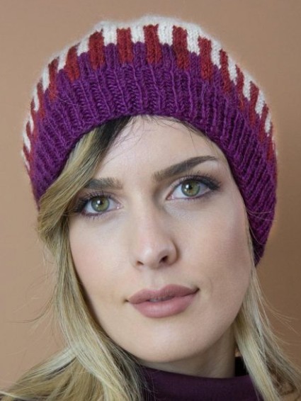 Basco lana donna jacquard, fatto a mano Viola Bordeaux Ghiaccio Trama, On Earth