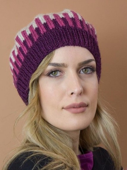 Basco lana donna jacquard, fatto a mano Viola Ciclamino Ghiaccio Trama, On Earth