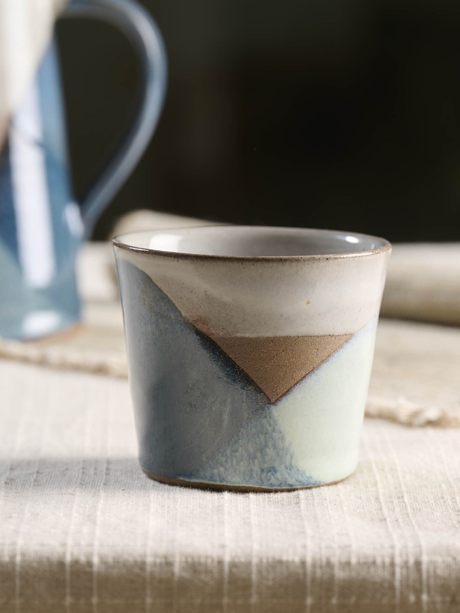 Bicchiere Voile blu in gres