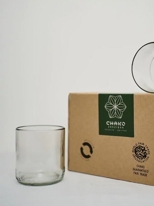 Bicchieri in vetro riciclato bianco trasparente SET da 2