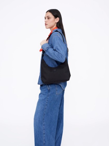 Borsa tracolla mezzaluna BICO in tessuto ecofriendly Black Lefrik