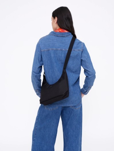 Borsa tracolla mezzaluna BICO in tessuto ecofriendly Black Lefrik