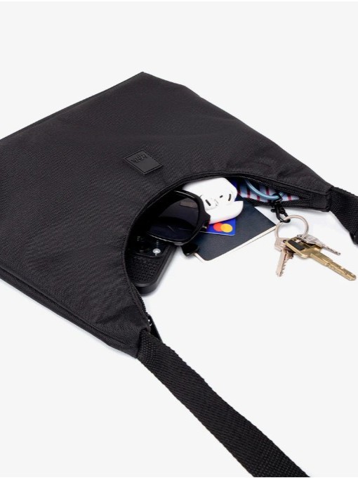Borsa tracolla mezzaluna BICO in tessuto ecofriendly Black Lefrik