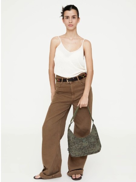 Borsa tracolla mezzaluna BICO in tessuto stampato ecofriendly Verde Lefrik