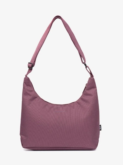 Borsa tracolla mezzaluna BICO in tessuto ecofriendly Maroon Lefrik