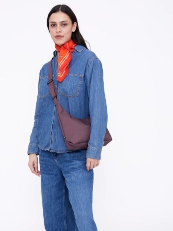Borsa tracolla mezzaluna BICO in tessuto ecofriendly Maroon Lefrik