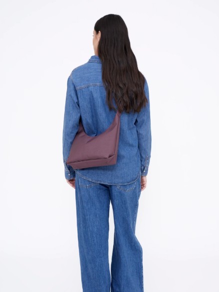 Borsa tracolla mezzaluna BICO in tessuto ecofriendly Maroon Lefrik