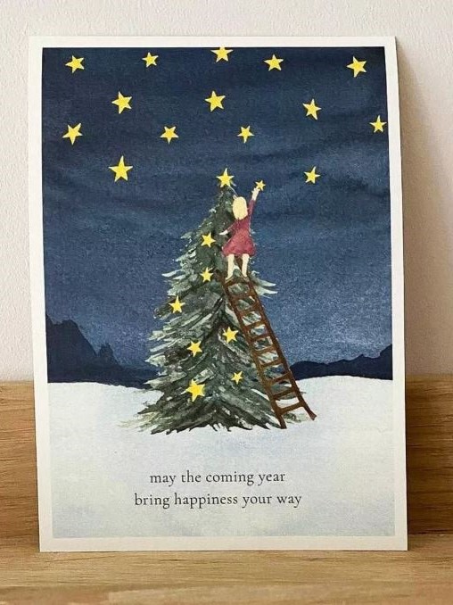 Biglietti di auguri cartolina La raccoglitrice di stelle