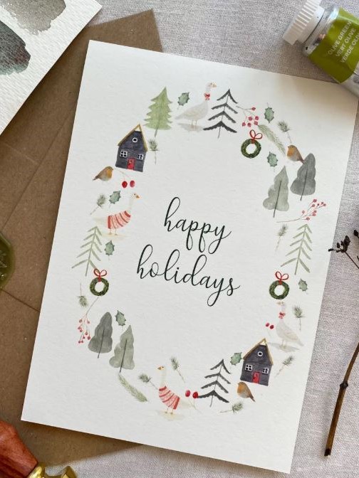 Biglietti di auguri cartolina Vacanze nordiche per Natale
