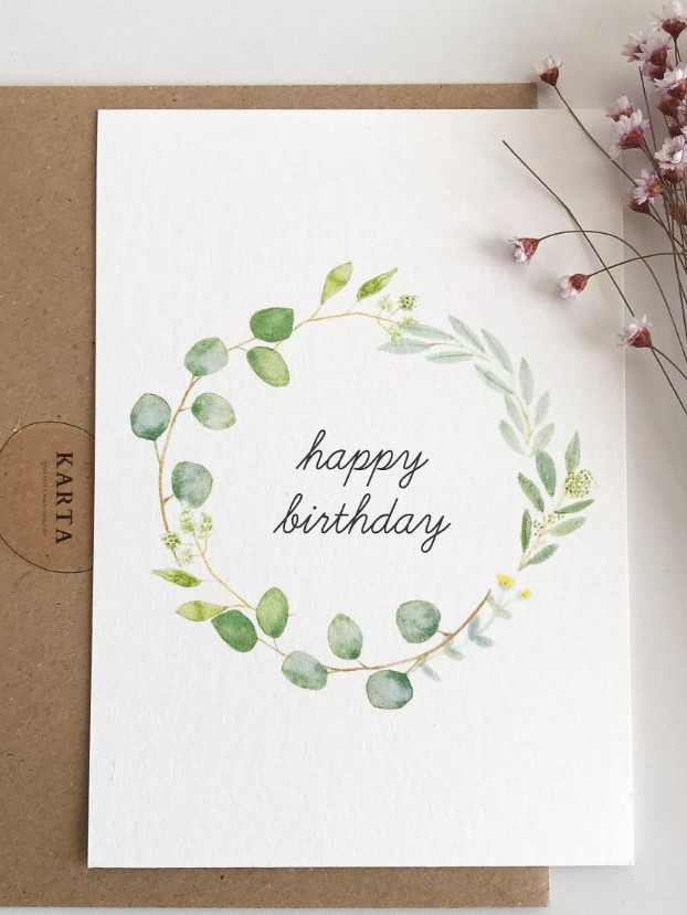 Biglietti di auguri cartolina Compleanno eucalipto