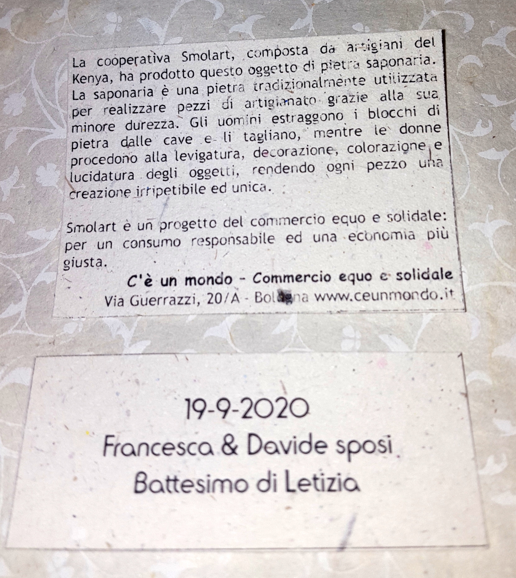Bigliettini per bomboniere solidali