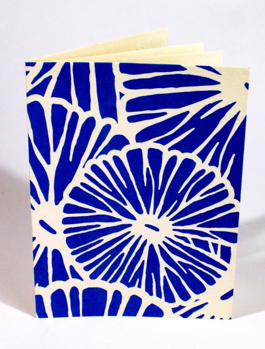 Biglietto auguri in carta juta Fiori blu