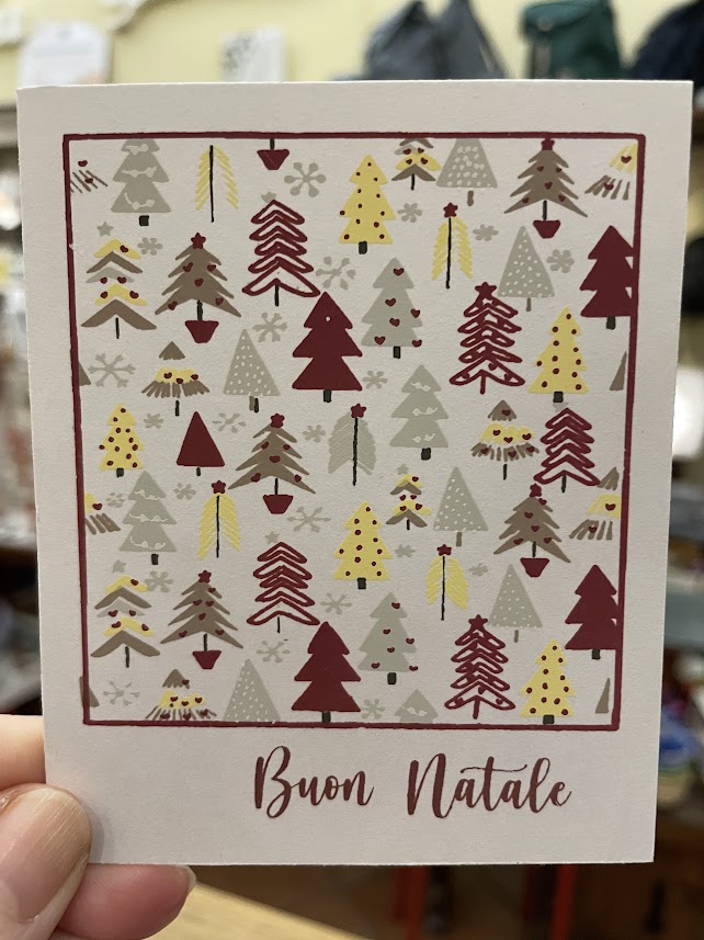 Biglietti auguri Natale solidali, polaroid Alberelli