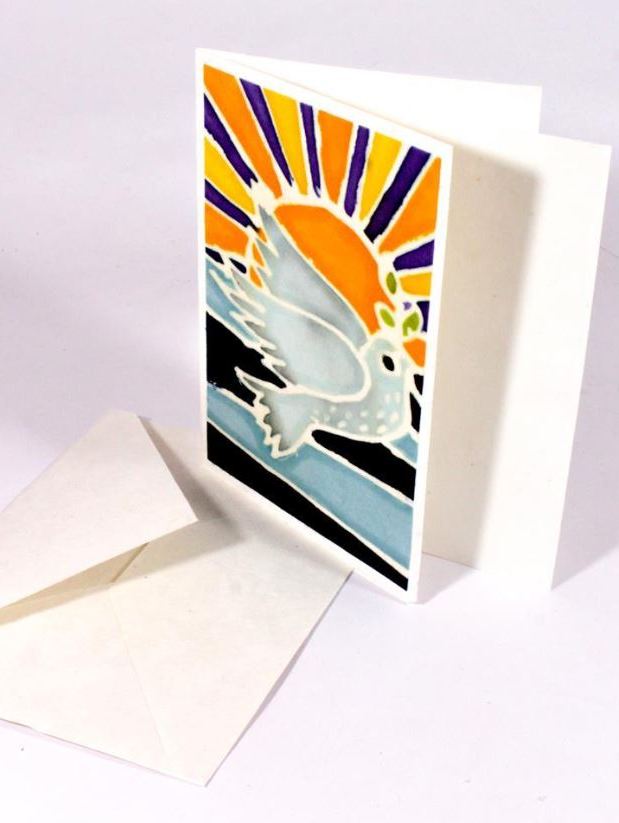 Biglietto auguri in carta di gelso Colomba