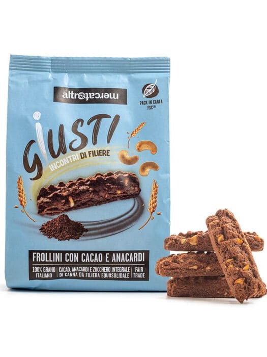 Biscotti frollini al cacao e anacardi Giusti Altromercato