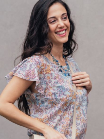 Blusa donna fantasia celeste ALI - Progetto Quid